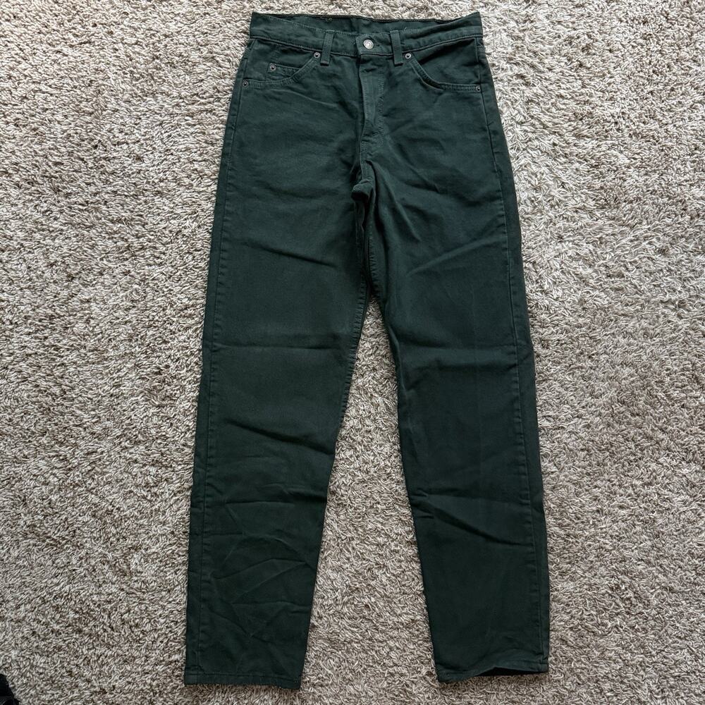 Vintage 90s Levis 555 Jeans Mens 29x33 Green Orange Tab Relaxed Fit Bat Wing USA